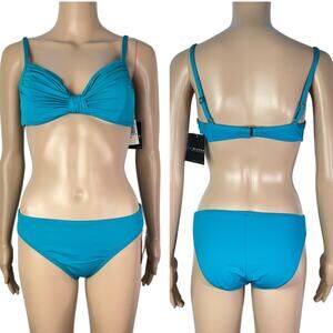 New La Blanca Island Goddess Twist Front Top & Bottom Bikini Set